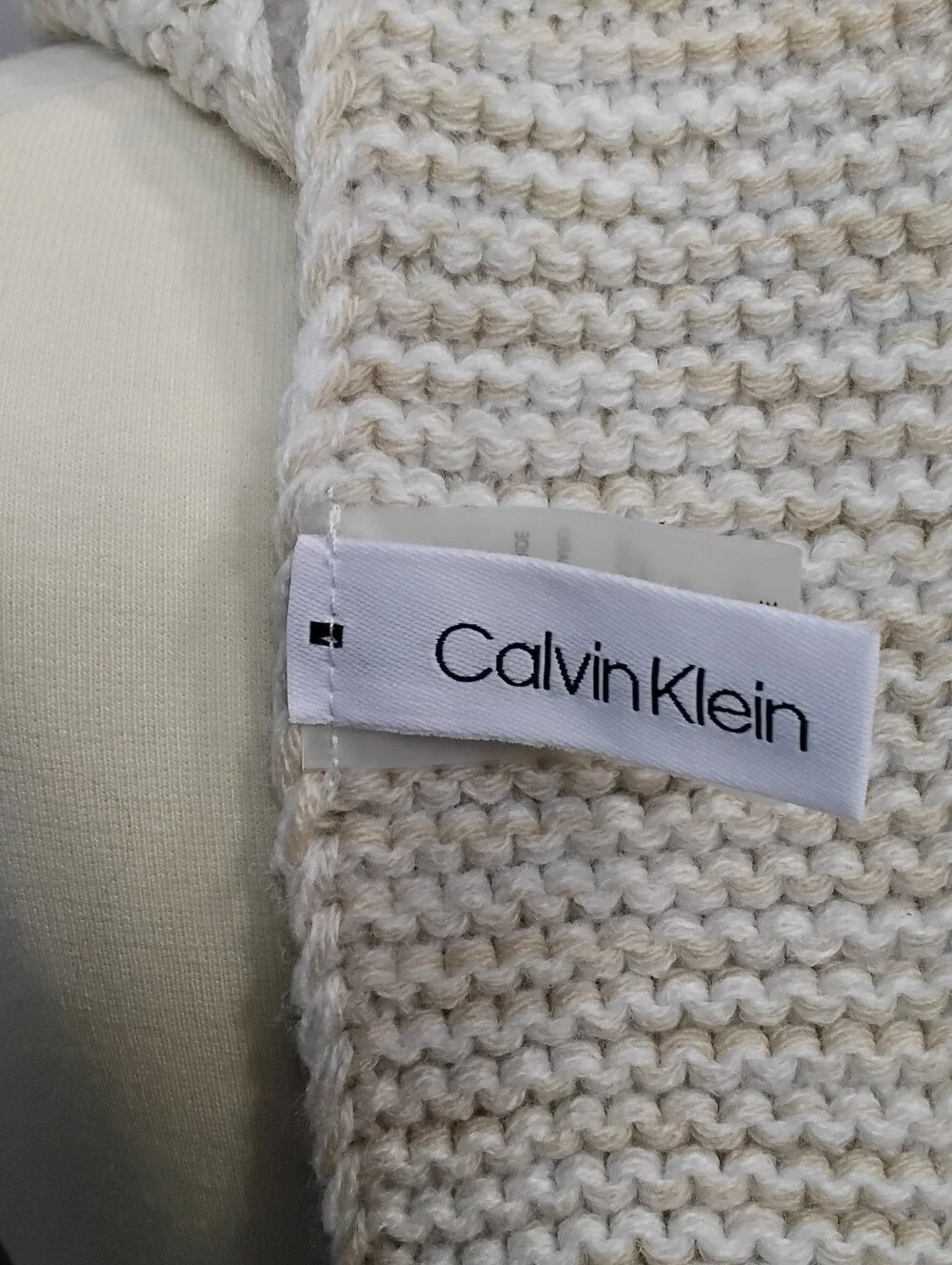 Calvin Klein Yellow, Tan & Cream Knit Tassel Scarf - One Size Fits All
